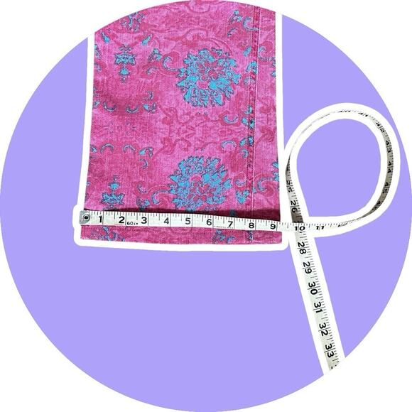 Escada Sport Women’s Kate Pink Blue Floral Jeans Kick Flare Crop Sz 38 US 8 M - Picture 9 of 16